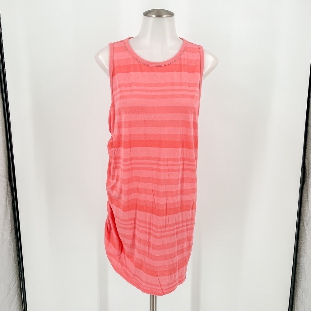 Lou & Grey Pink Striped Dress Womens Cinched Side